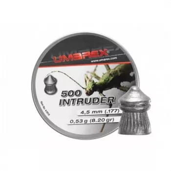 Balines Umarex Intruder Pointed Ribbed 4.5 mm, diábolo de plomo, 0.52 g, 500 uds., cañón roscado