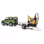 BRUDER Land Rover Defender con remolque CAT y figura vehículo de juguete