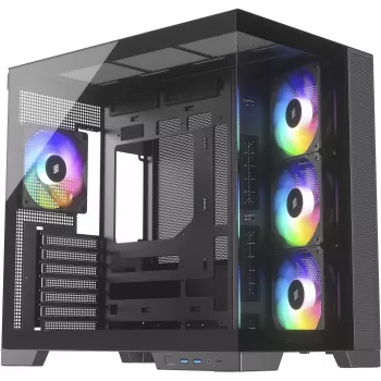 Caja PC Silentware View A-RGB negra VIEWSchwarz — caja mid-tower con iluminación A-RGB