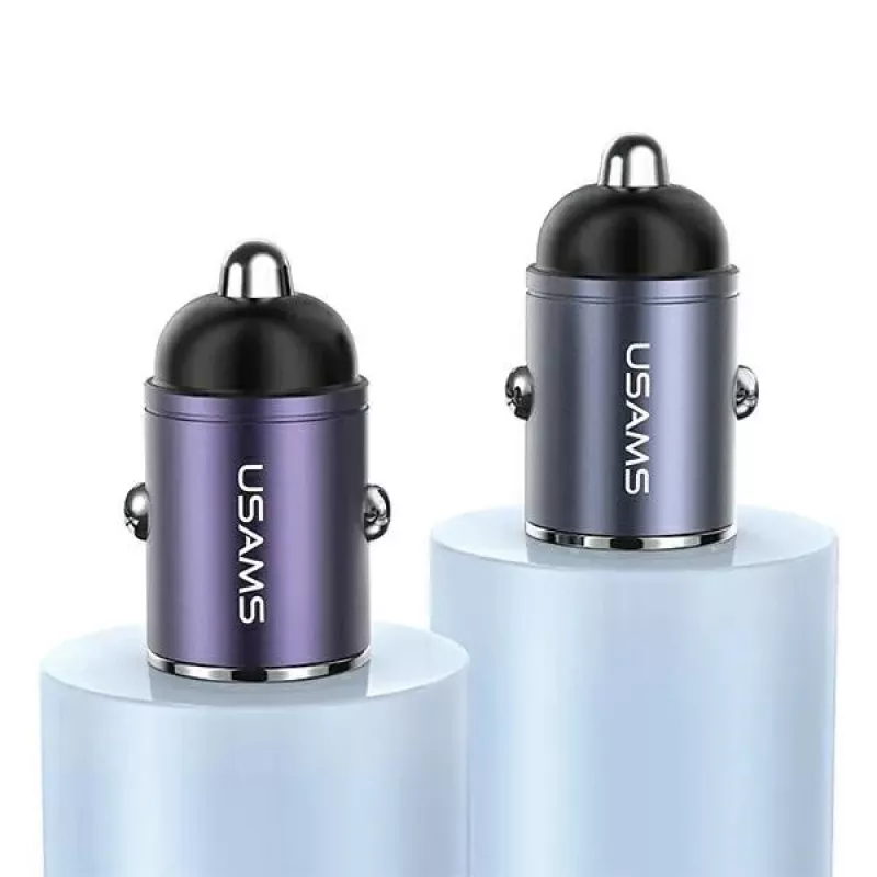Cargador de Coche usams C38 30W — 1x USB-A + 1x USB-C Carga Rápida