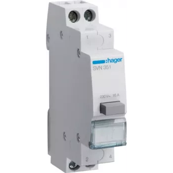 Hager SVN351. Corriente nominal: 16 A. Grado de protección internacional (IP): IP20. Ancho: 17,5 mm, Alto: 83 mm (SVN351)