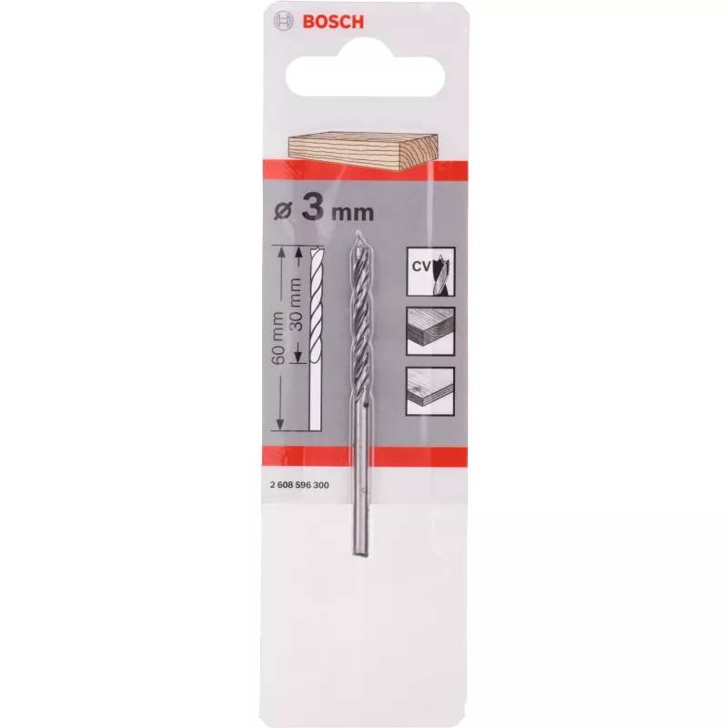 Broca para madera Bosch estándar con punta de centrado 3 mm de diámetro 61 mm de largo