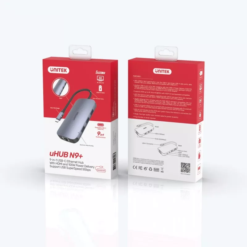 Hub de interfaz UNITEK D1071A USB 3.0 SuperSpeed 5 Gb/s plateado