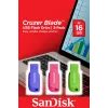 SanDisk Cruzer Blade memoria USB 2.0 de 16 GB (3 uds.), azul/verde/rosa