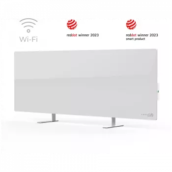 AENO Premium Eco Smart Heater, 700W, vidrio templado, tipo de calefacción infrarrojo+convección, tipo de enchufe: Europa (tipo E/F), BLANCO