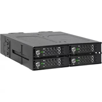 ICY DOCK - ToughArmor MB720MK-B V3 - 4x PCIe 4.0 M.2 NVMe a 4x OCuLink en 1x bahía de 5,25 marco móvil metal negro con bloqueo de llave (compatible con Tri-Mode)