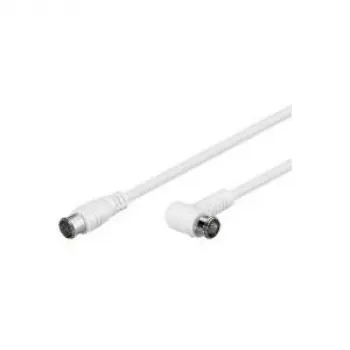 Wentronic Goobay cable de conexión SAT acodado, F-Quick, 100% apantallado, blanco, 5 m - conector F (Quick) conector F (Quick) 90° (67350)