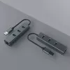 Hub USB-A SAVIO con RJ-45 Gigabit Ethernet AK-57 — 3× USB-A + RJ-45, host USB 3.2 Gen 1 Micro‑B, 5 Gbit/s, 4 puertos, gris