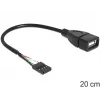 Cable Delock conector hembra de pines USB > conector hembra USB 2.0 Type-A 20 cm (83291)