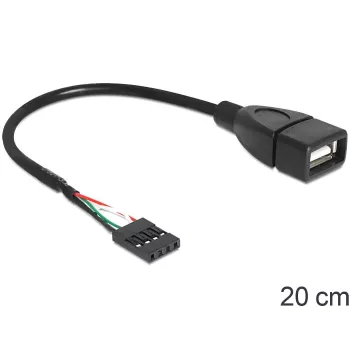 Cable Delock conector hembra de pines USB > conector hembra USB 2.0 Type-A 20 cm (83291)
