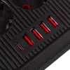 Regleta de enchufes MACLEAN MCE391 B – 6 enchufes, 4×USB-A + 1×USB-C, 110–240V, 2500W, 3 m cable, negro