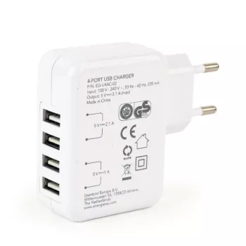 Cargador USB universal blanco/4 puertos EG-U4AC-02 GEMBIRD