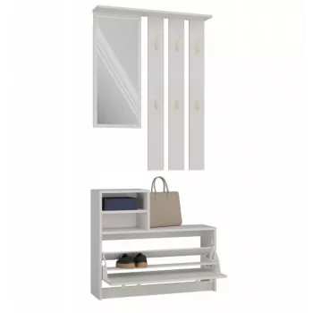 Armario recibidor Top e shop VERA crema GS1 — 1800×850×240 mm, puerta batiente, espejo, 1 balda, 6 ganchos