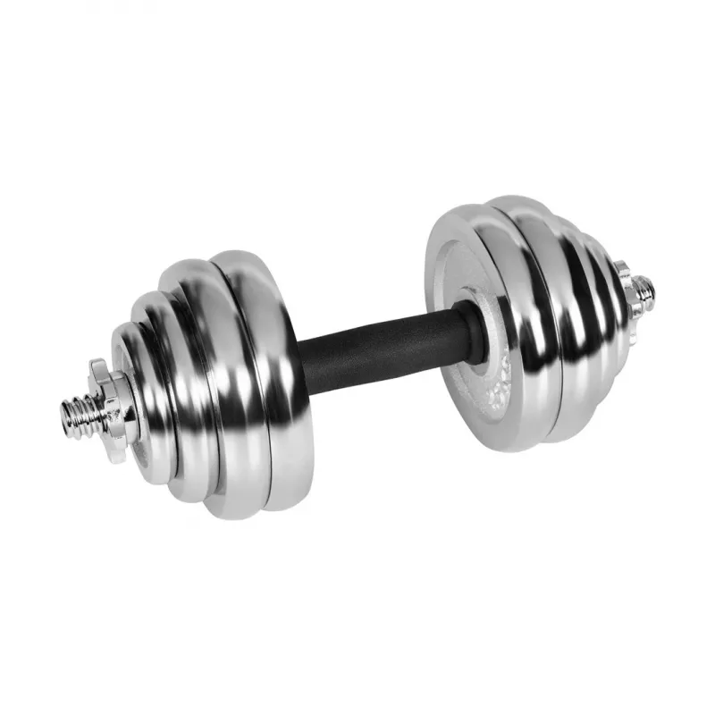 Set de mancuernas ajustables de hierro fundido con acabado cromado 30 kg en maletín con barra larga de Rebel Active