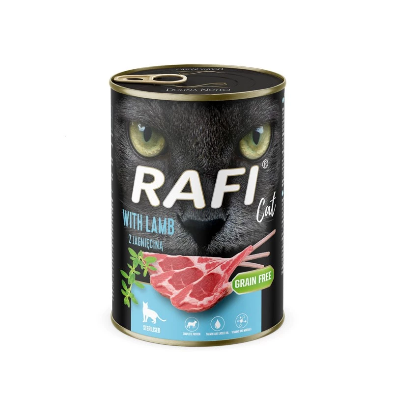 Comida húmeda para gatos Dolina Noteci Rafi cordero 400 g bolsa — receta con cordero, alimento completo para gatos adultos