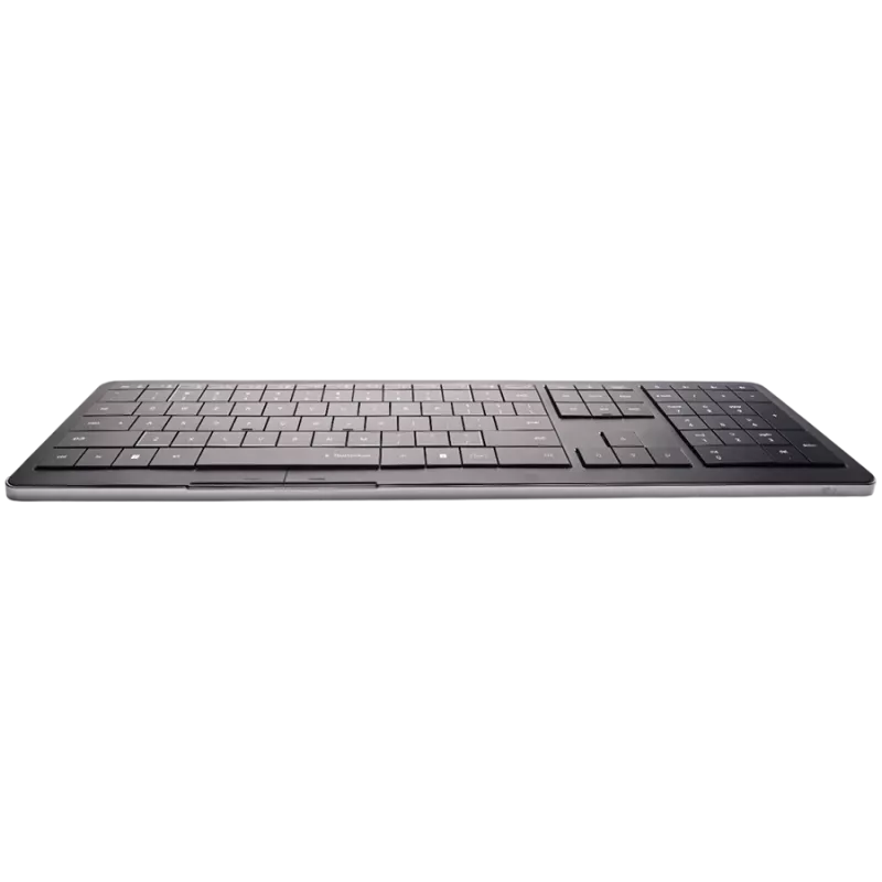 Teclado inalámbrico CLEVETURA CLVX 1 Touch-On-Keys AI, distribución ANSI US Windows, interruptores de tijera, carcasa de aluminio, RGB interactivo