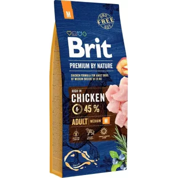 Pienso seco Brit Premium by Nature Adult M 15 kg — pollo, 26 % proteína, 15 % grasa
