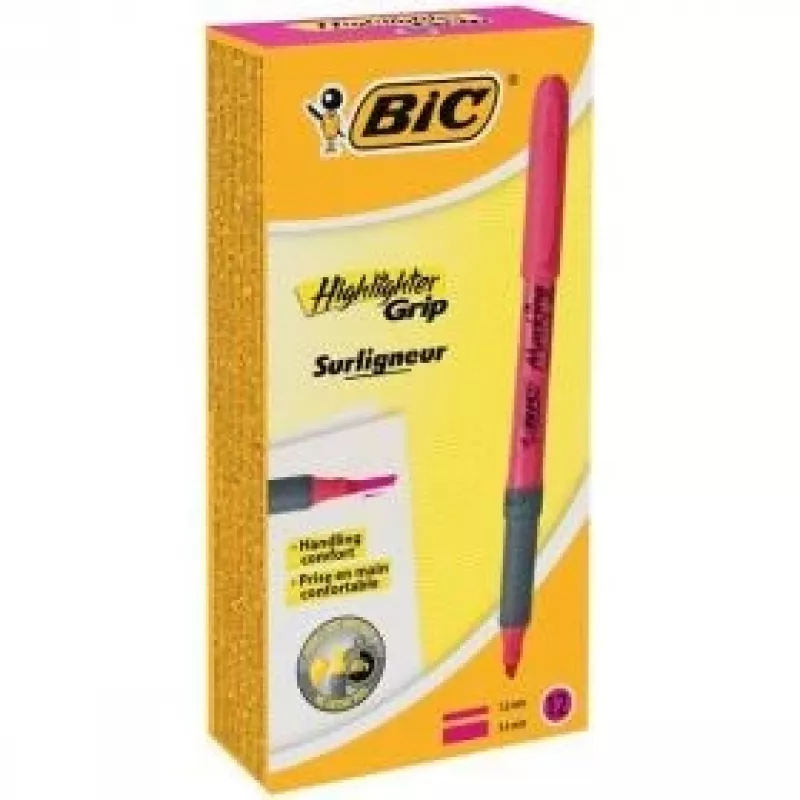 BIC rotulador fluorescente FLEX rosa, caja de 12 uds. 494879