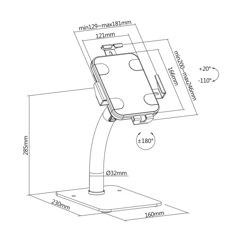 Soporte de escritorio/pared para tablet MACLEAN MC-468W, blanco, para tablets de 7,9–11