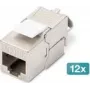 DIGITUS módulo Keystone CAT 6A apantallado, sin herramientas, RJ-45, plano, plateado — pack de 12