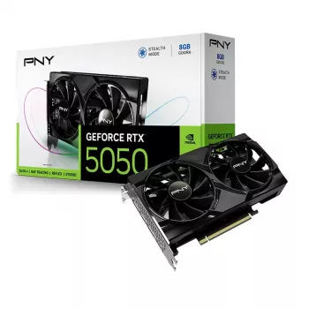 Tarjeta gráfica PNY GeForce RTX 5050 – 8 GB GDDR6, 2317 MHz, 128 bits, PCIe x8 5.0, refrigeración de doble ventilador