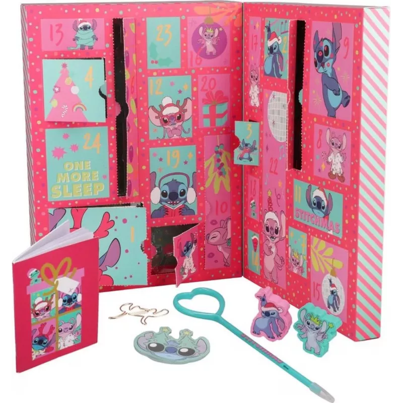 Calendario de adviento Paladone Stitch Stationery 24 días con 24 artículos de papelería únicos