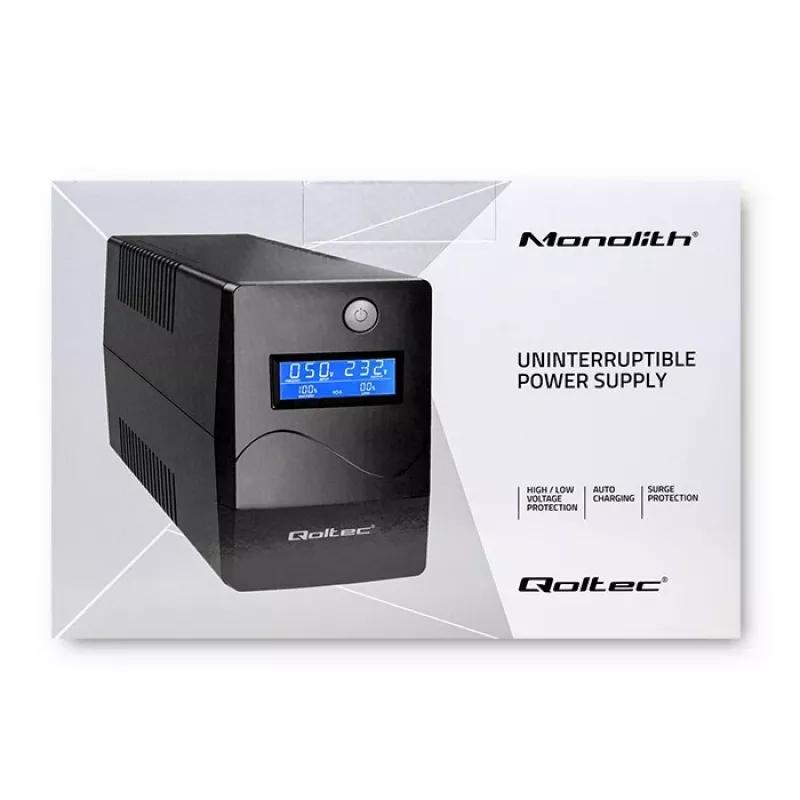 SAI Qoltec Monolith (sistema de alimentación ininterrumpida) Doble conversión (Online) 0,45 kVA 240 W 2 tomas de corriente