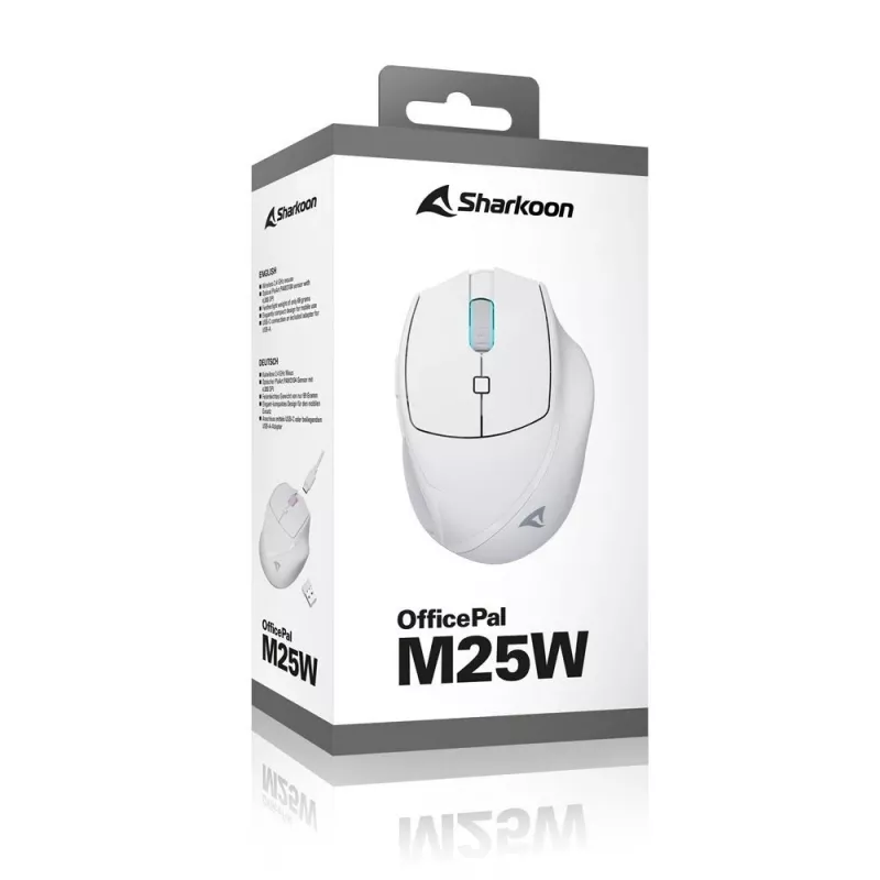 Sharkoon OfficePal M25W ratón de oficina inalámbrico, para diestros, 4000 DPI