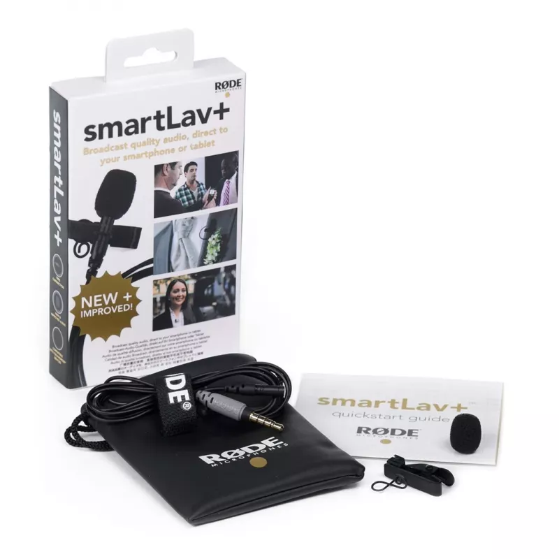 Micrófono de solapa RØDE smartLav+ — con cable, omnidireccional, 3,5 mm, 20–20.000 Hz, sensibilidad -35 dB, 2 uds., estuche de transporte
