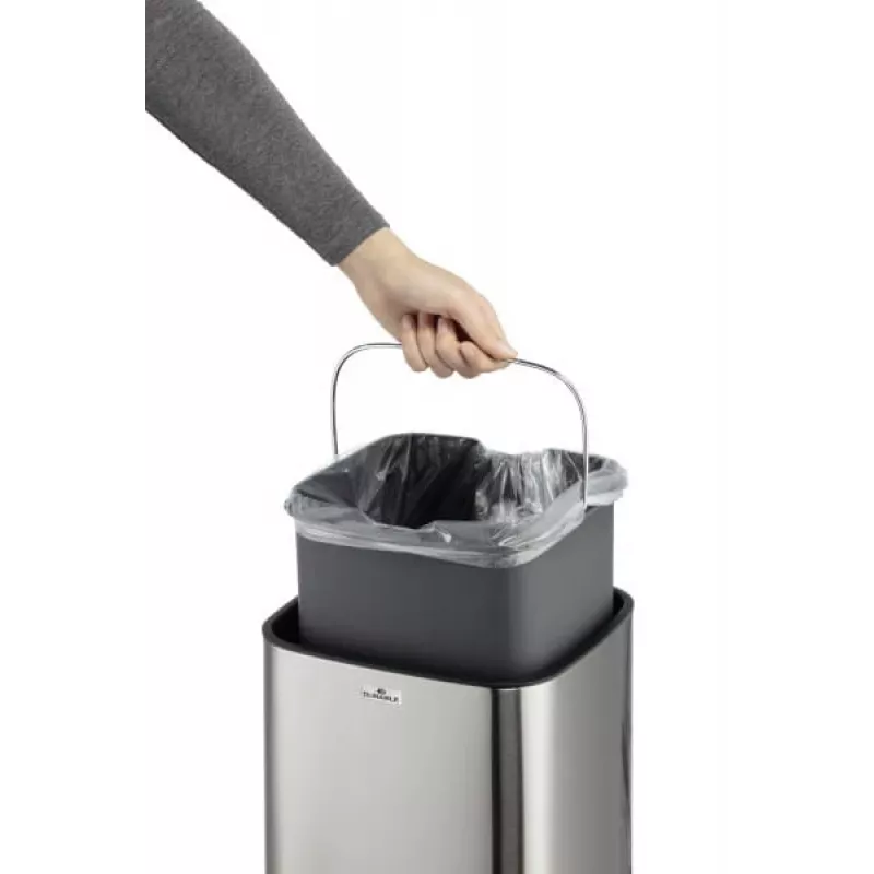 Durable TOUCH 12L rectangular acero inoxidable plateado negro