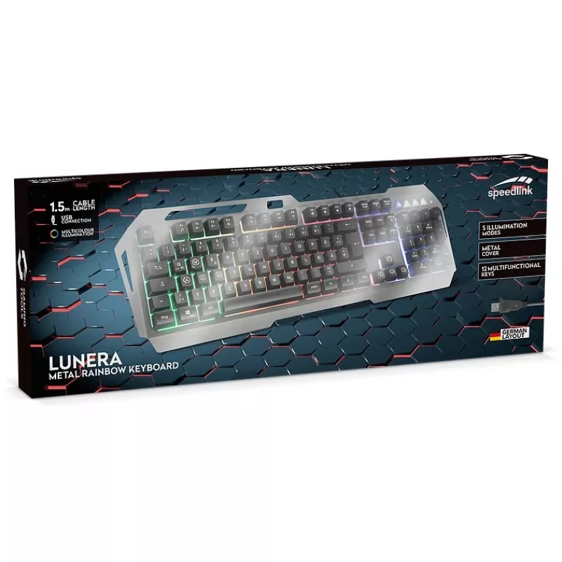 Teclado gaming Speedlink LUNERA. Metal Rainbow. Negro retail