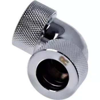 Alphacool HT 16mm HardTube racor roscado codo 90° - moleteado - cromo (17297)