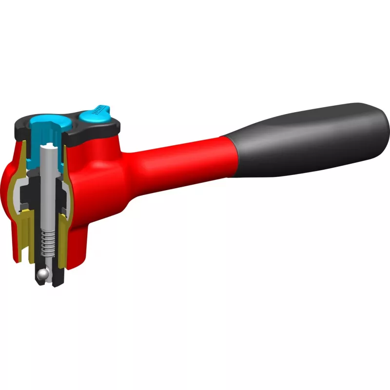 Carraca de conmutación de dientes finos 8816HPKV, aislada roja, ángulo de trabajo 4°, retención de bola