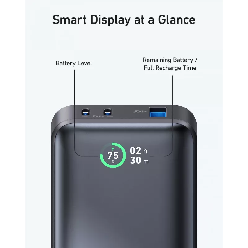 Anker PowerCore 533 - Batería externa - 10000 mAh - 30 vatios - 3 A (24 pines USB-C) - Negro (A1256G12)