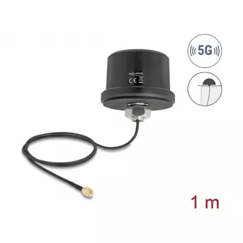 Antena DELOCK 81469 omnidireccional 5G LTE GNSS Wi‑Fi 6 conector SMA ganancia 1,9–3,3 dBi