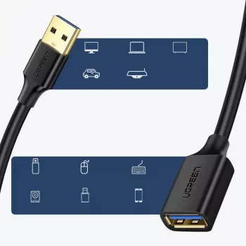 Adaptador alargador Ugreen USB 3.0 (hembra) a USB 3.0 (macho) 2 m (negro)