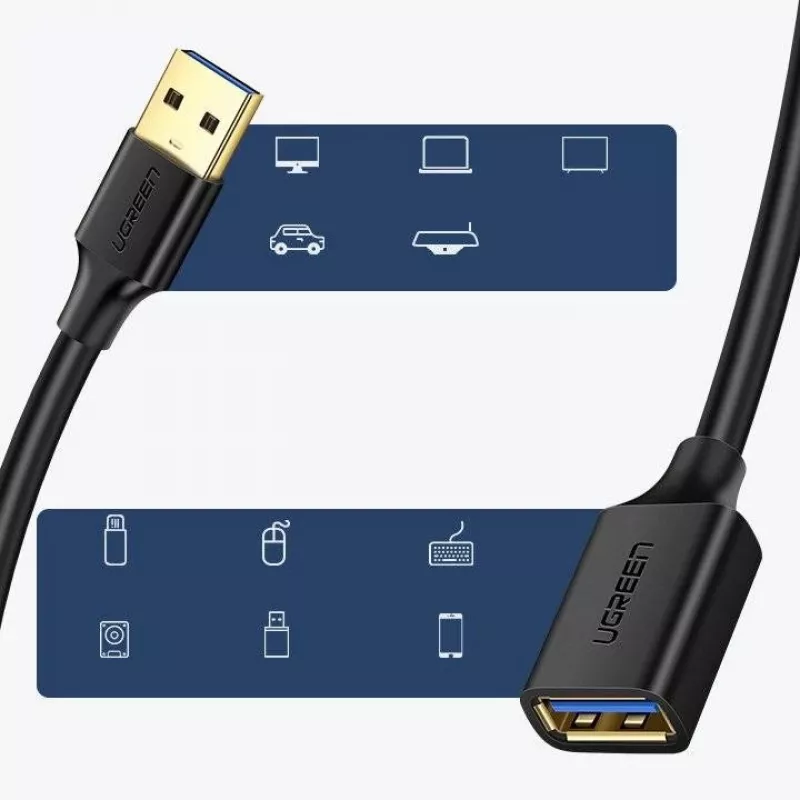 Adaptador alargador Ugreen USB 3.0 (hembra) a USB 3.0 (macho) 2 m (negro)