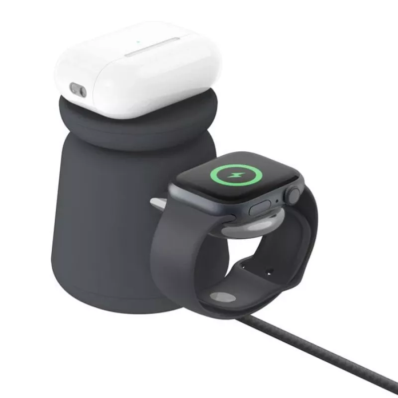 Cargador inalámbrico Belkin WIZ027VFH36 2 en 1 magnético Qi2 15W para iPhone y Apple Watch