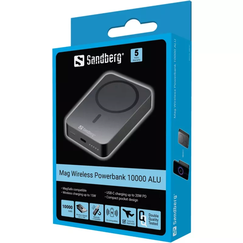 Cargador portátil Sandberg Mag Wireless Powerbank 10000 ALU, 10000 mAh