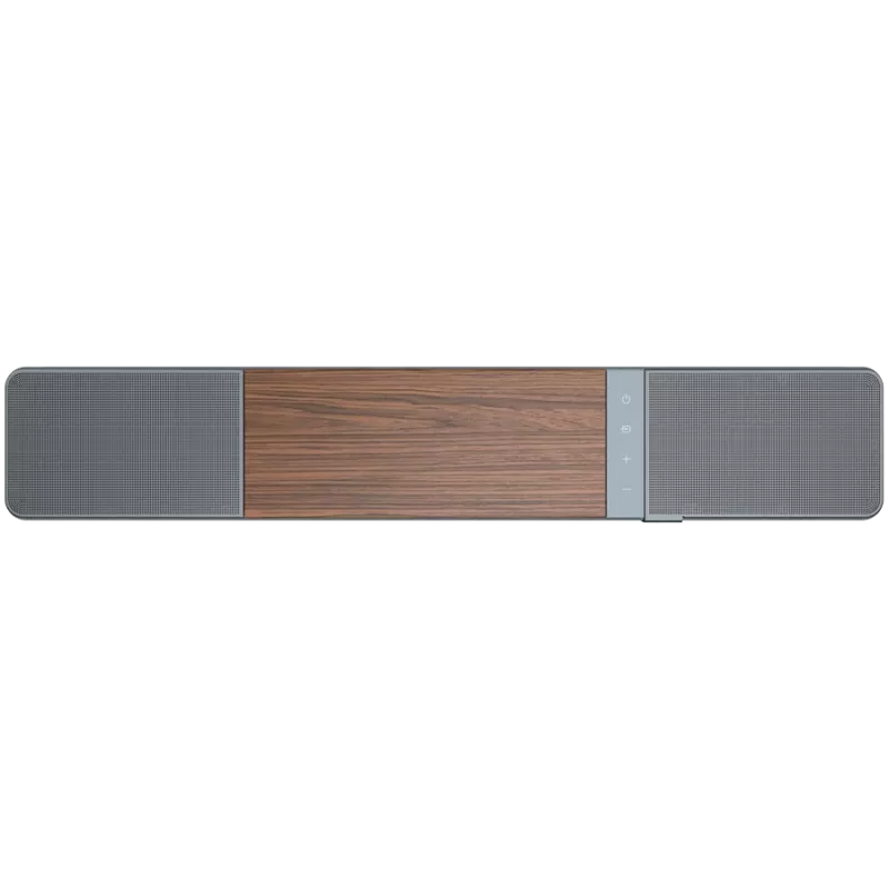 Barra de sonido KLIPSCH Flexus CORE 100 — 2.1 canales, 100 W, subwoofer integrado, gris/nogal
