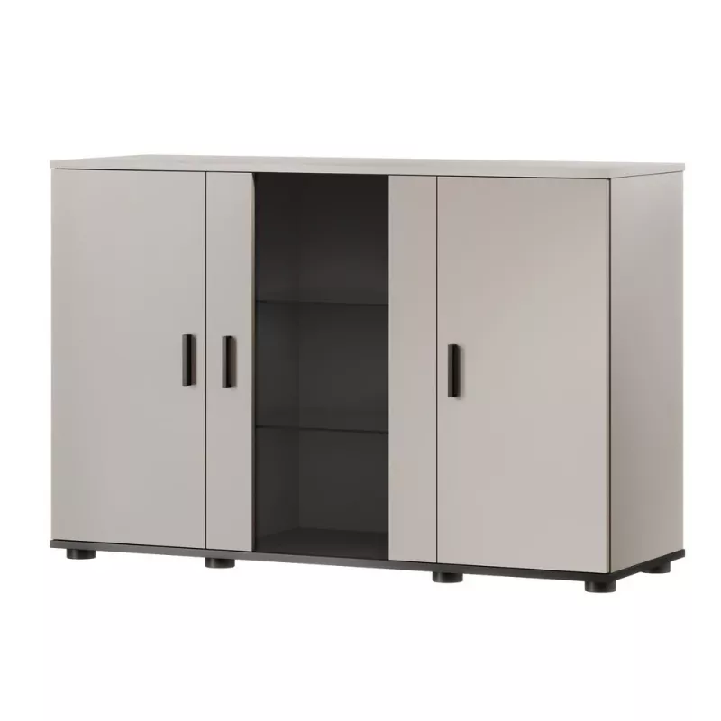 Cómoda Cama Meble SOHO 120×41×80 cm — frentes color cashmere, marco negro