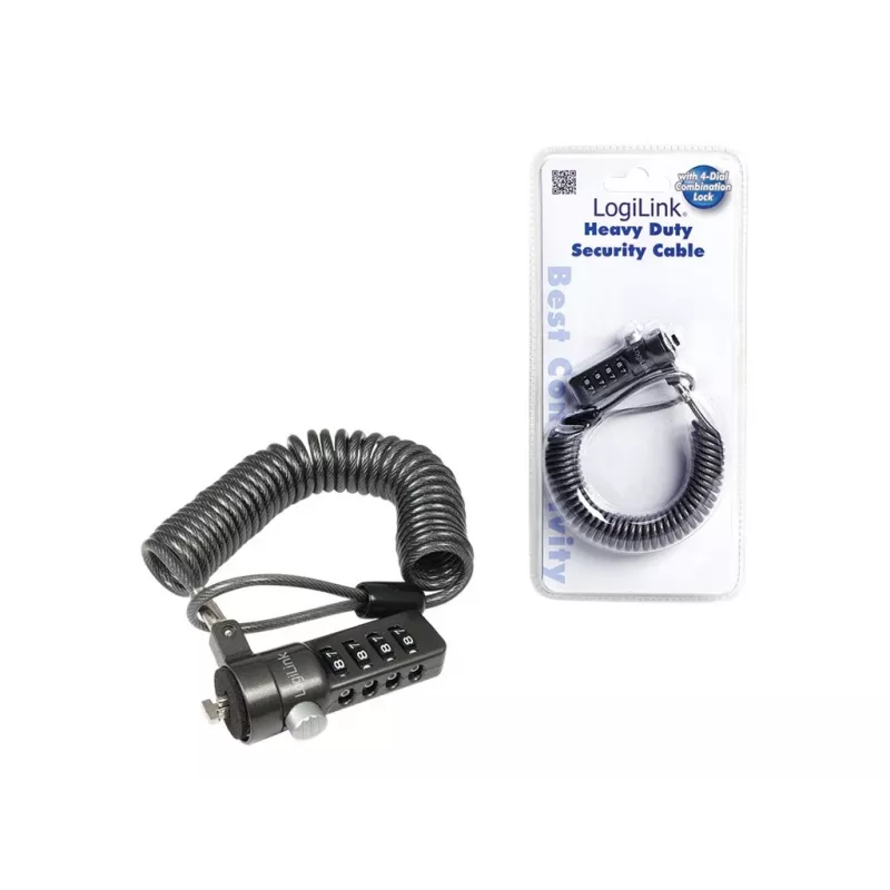 LogiLink NBS004 Candado de cable negro 1,8 m