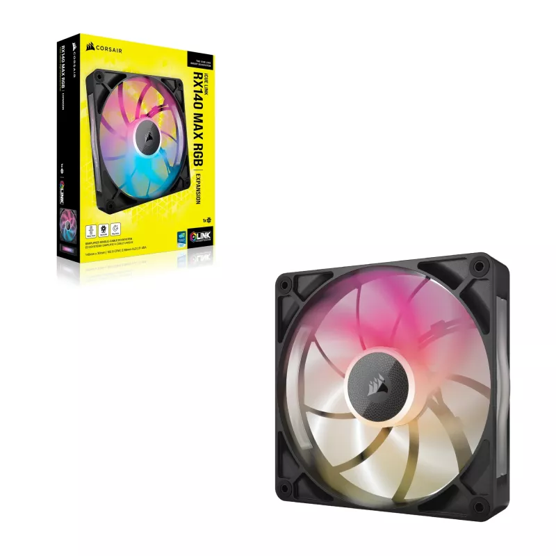 Ventilador Corsair iCUE LINK RX140 MAX RGB 14 cm negro 300–1600 rpm