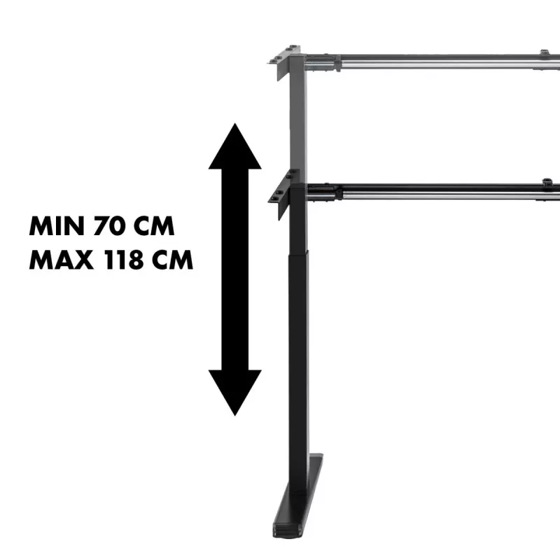 Escritorio Maclean, regulación manual de altura, sin tablero, para trabajar de pie y sentado, máx. 60 kg, altura máx. 120 cm, MC-790NB