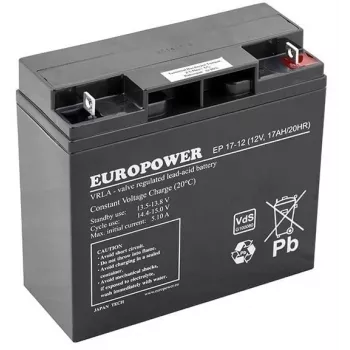 Batería de plomo-ácido AGM sellada europower EP Series 12V 17Ah – vida útil 6–9 años