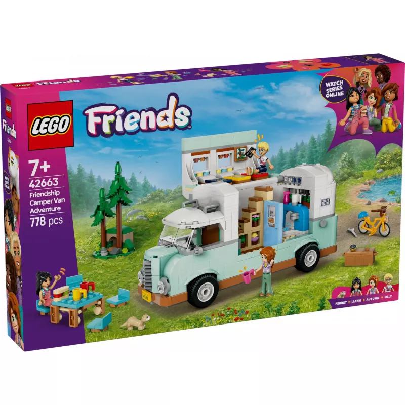 Set LEGO Motor Home 42663 — autocaravana LEGO Friends, 778 piezas, 3 minipersonajes, a partir de 7 años
