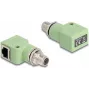 Delock 60683 adaptador M12 X-coded de 8 pines macho a RJ45 hembra, Cat.5e, acodado 90 grados, verde