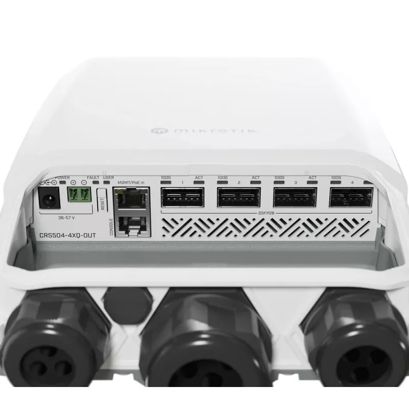 Mikrotik CRS504-4XQ-OUT switch de red gestionado L3 Fast Ethernet (10/100) Power over Ethernet (PoE) 1U blanco
