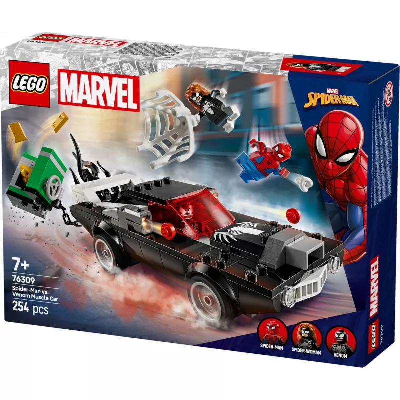 LEGO Marvel Super Heroes Set de construcción Coche muscle de Spider-Man vs. Venom 76309 — 254 piezas, 3 minifiguras, edad 7+