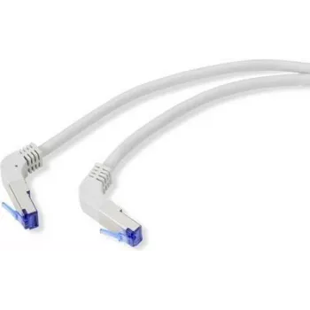 Renkforce RF-4892472 cable de red RJ45, cable de conexión CAT 6a S/FTP 0,50 m gris (RAL 7035) acodado 90° hacia abajo 1 unidad (RF-4892472)